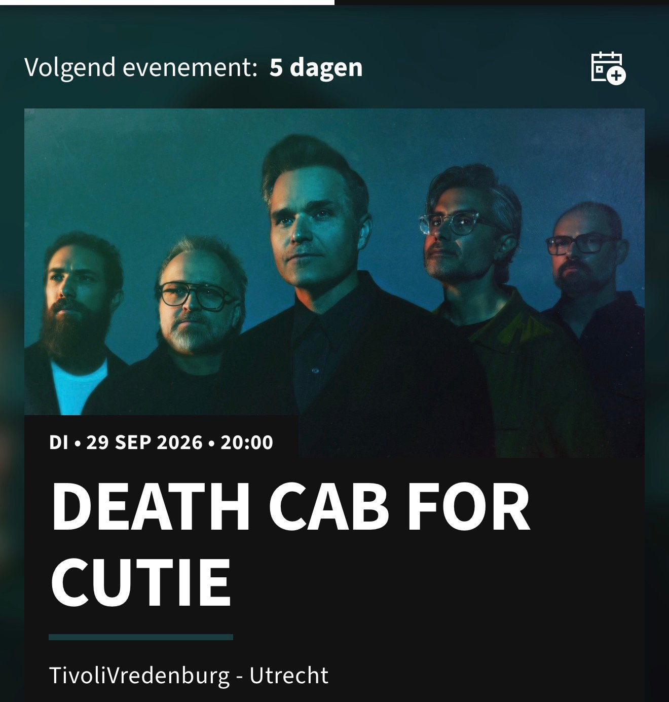 1 ticket aangeboden voor Death Cab for Cutie, Tickets en Kaartjes, Eén persoon, September