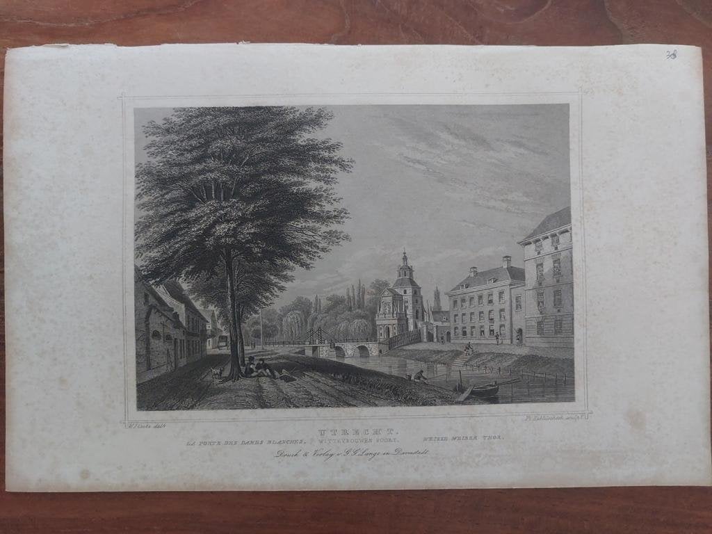 38 / Utrecht Wittevrouwenpoort - staalgravure Terwen 1860, Antiek en Kunst, Ophalen of Verzenden