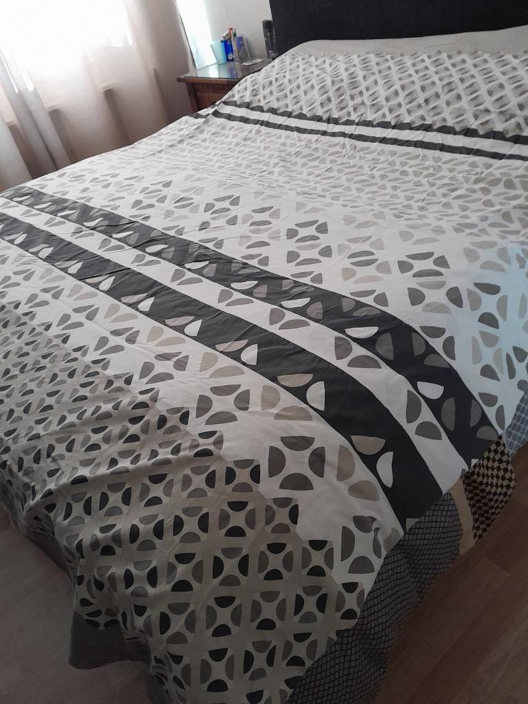 DEKBEDOVERTREK lits jumeaux 240 x 200/220 BEIGE / GRIJS, Gebruikt, Beige, Dekbedovertrek, Tweepersoons