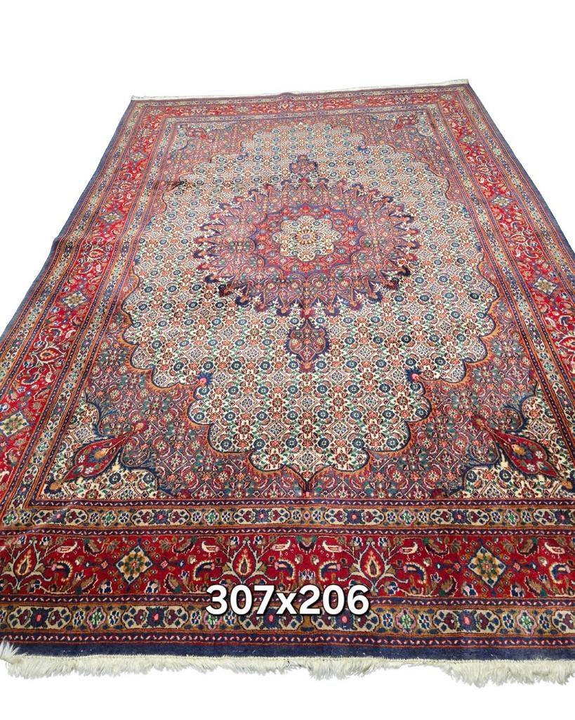 Perzisch tapijt Moud 307x206wollen vloerkleed Iran, Huis en Inrichting, Stoffering | Tapijten en Kleden, De handelmaatschappij