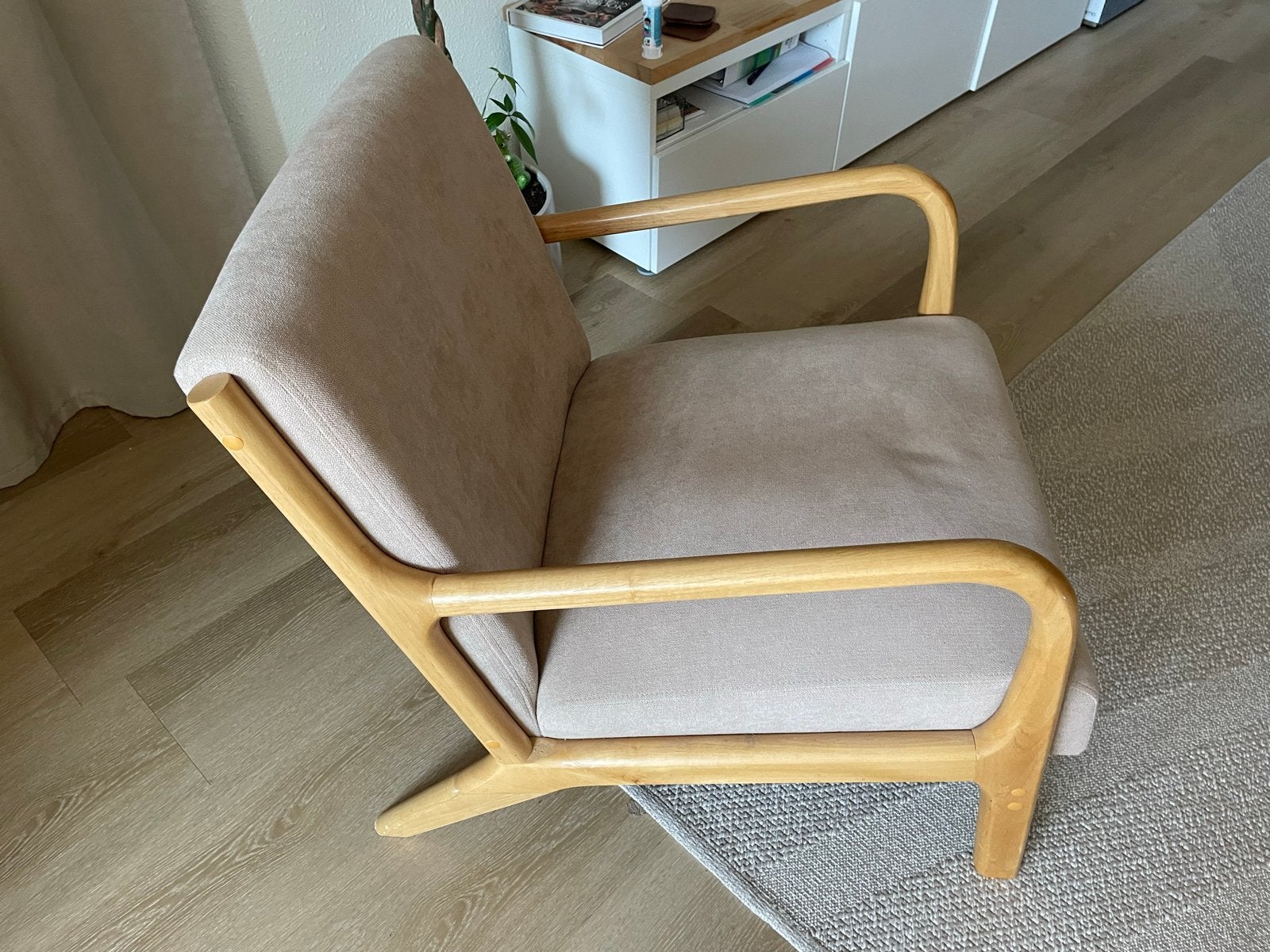 IKEA EKENASET loungestoel - Beige eik, Ophalen, Zo goed als nieuw, Hout