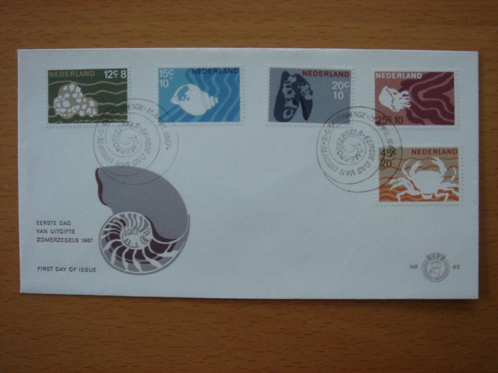 NVPH E83 1e Dag-enveloppe Zomerzegels - Strandvondsten, Ophalen of Verzenden, Onbeschreven, Nederland