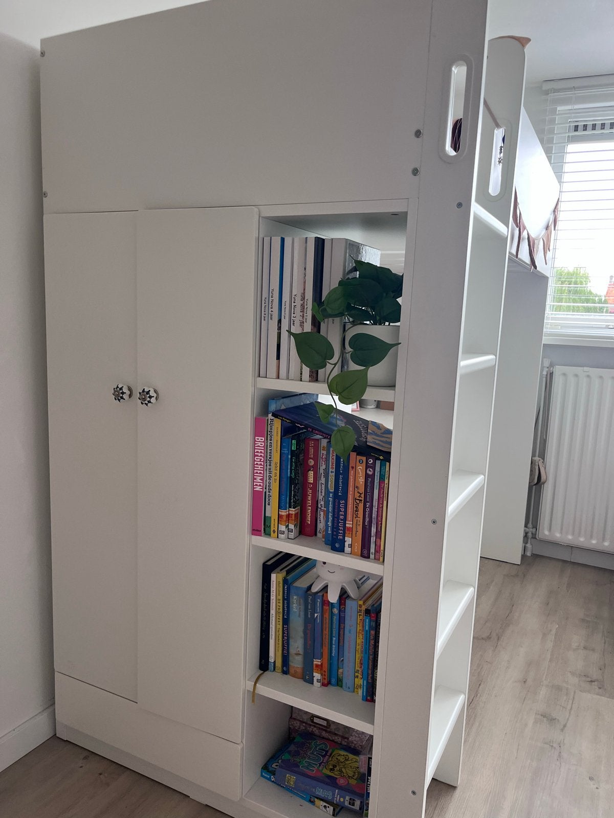 IKEA SMÅSTAD Hoogslaper wit met bureau en lades 90x200, Gebruikt, 90 cm, Eenpersoons, Wit