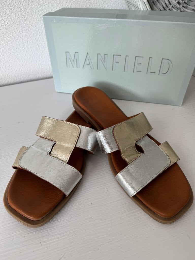 ZGAN > Goud/Zilveren Manfield Slippers, maat 41, Slippers, Overige kleuren, Verzenden, Nieuw
