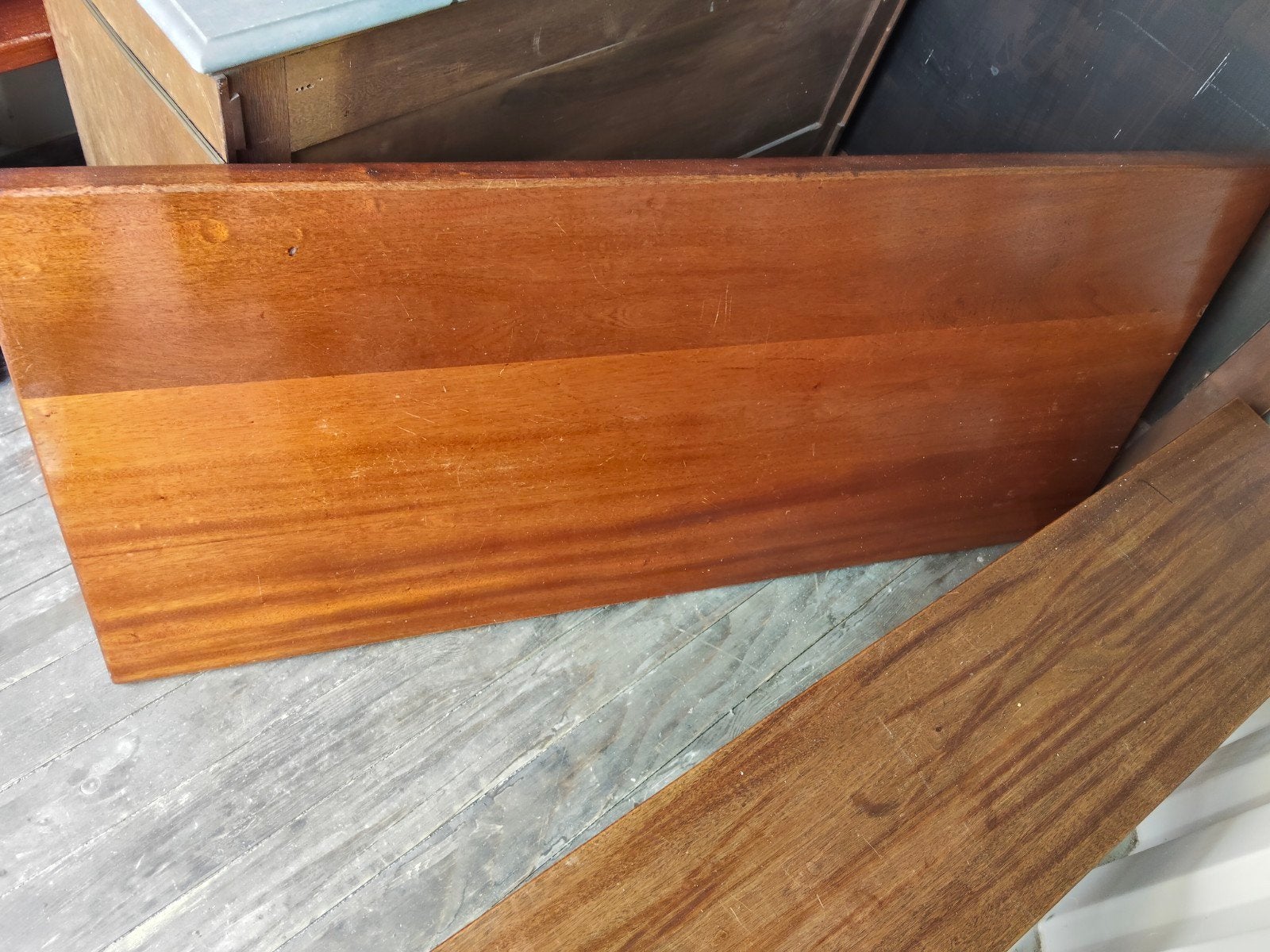 Handgemaakte massief mahonie houten eettafel met banken l, Ophalen