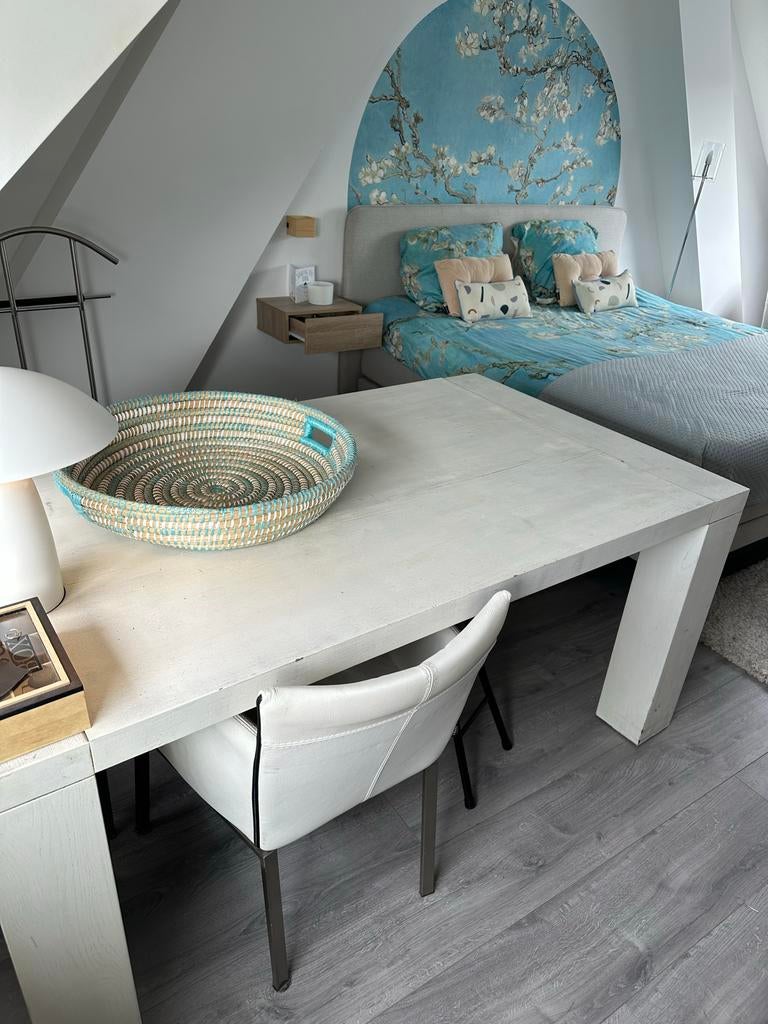 Robuuste massieve houten tafel - modern landelijk, Gebruikt, 150 tot 200 cm, Vier personen, Rechthoekig