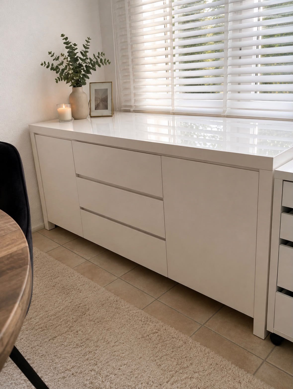 Witte dressoir met lades en deuren, Overige materialen, Gebruikt, Met lade(s), 150 tot 200 cm