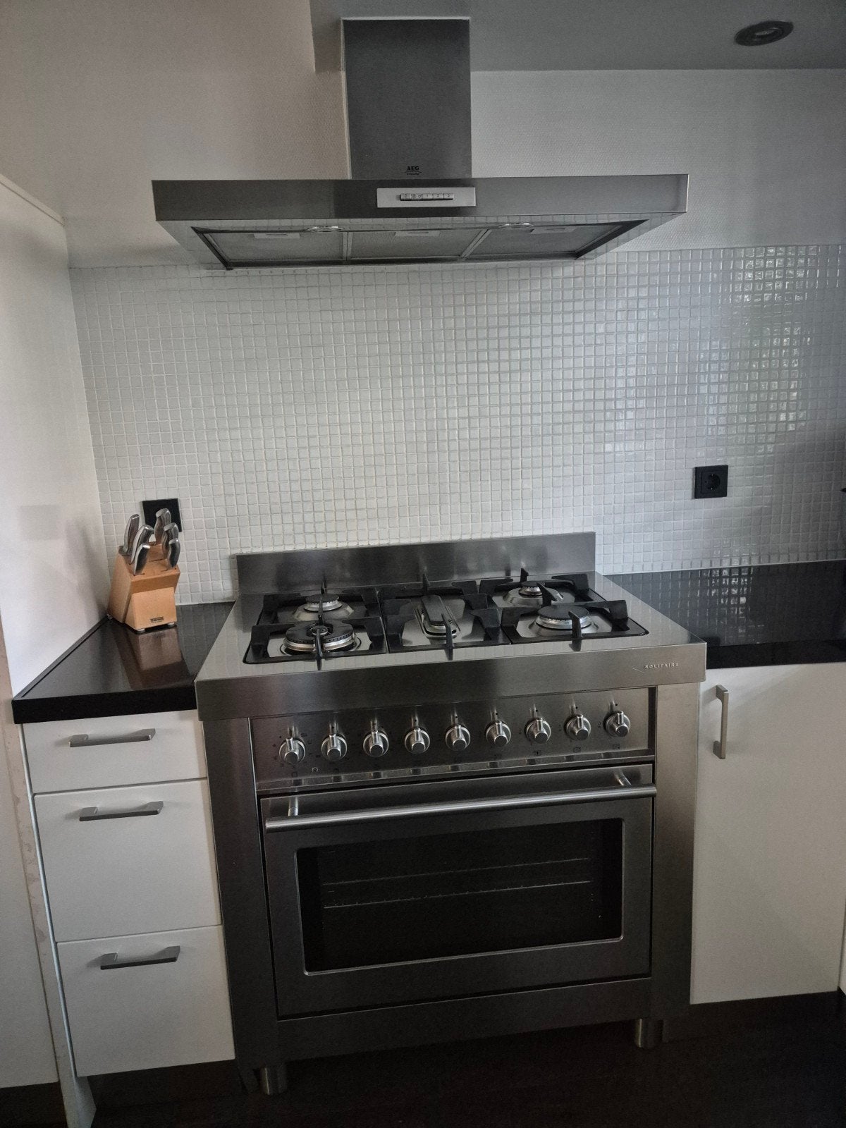 Solitaire Vrijstaand Gasfornuis met Oven - RVS, Witgoed en Apparatuur, Fornuizen, Ophalen, Gebruikt, Hete lucht, 60 cm of meer