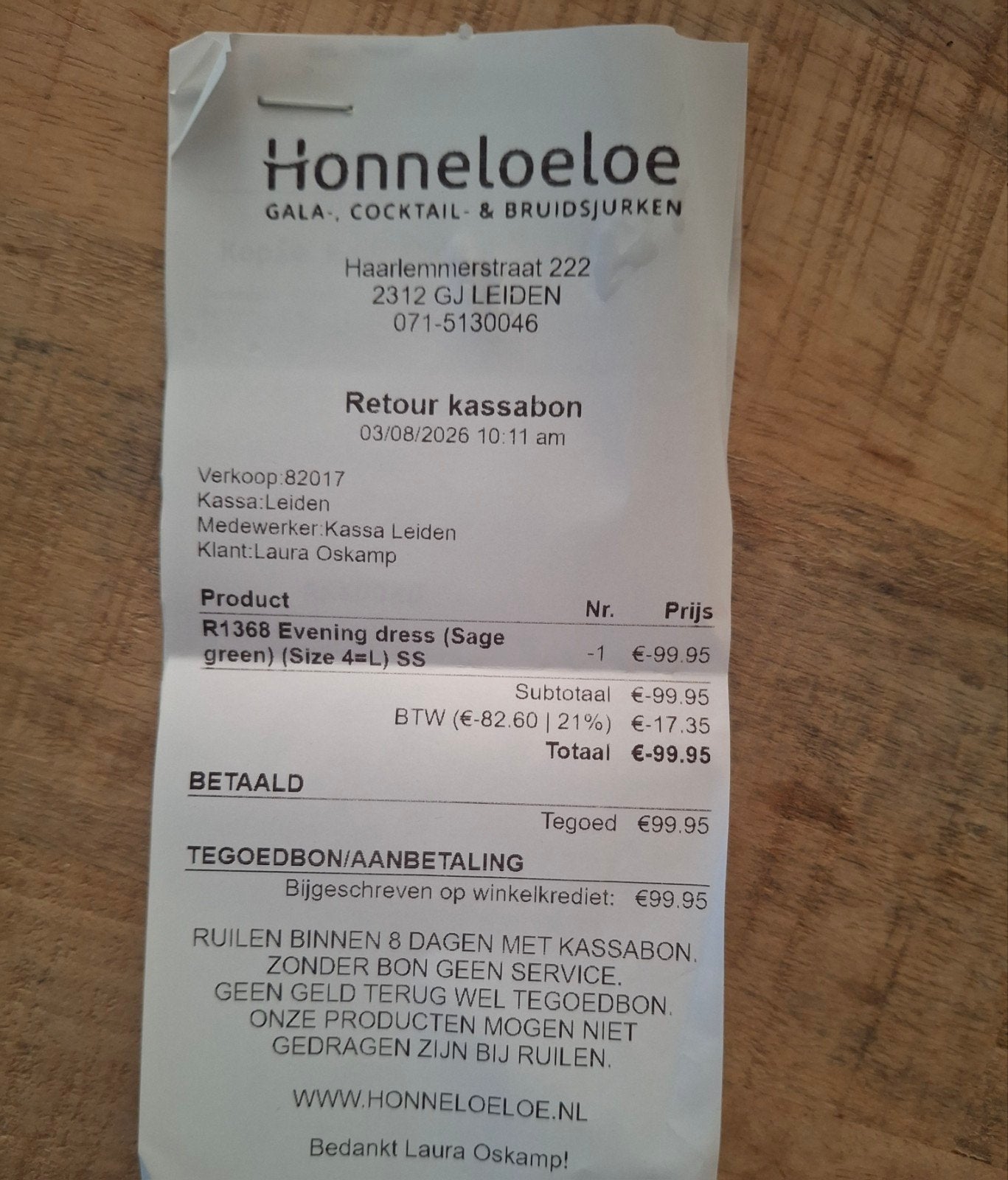 tegoedbon Honneloeloe 40 euro , waarde is 99.95, Tickets en Kaartjes, Eén persoon, Cadeaubon