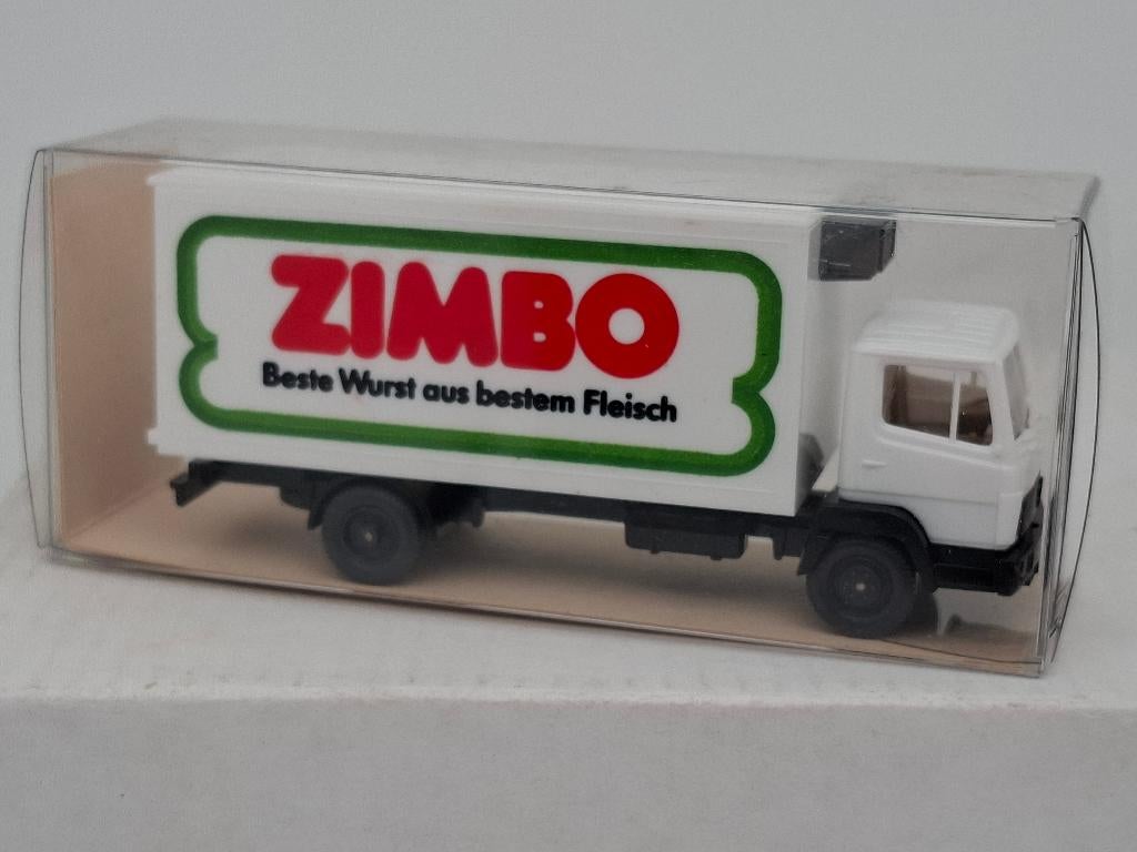 Mercedes Benz 814 bakwagen Zimbo Worst - Wiking 1/87, Verzenden, Zo goed als nieuw, Bus of Vrachtwagen, Wiking