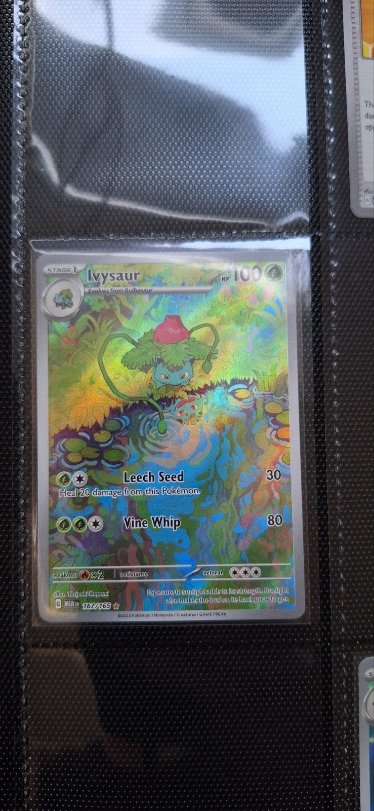 Ivysaur Pokémon Kaart 151 - Goede Conditie, Ophalen of Verzenden, Zo goed als nieuw, Losse kaart, Foil