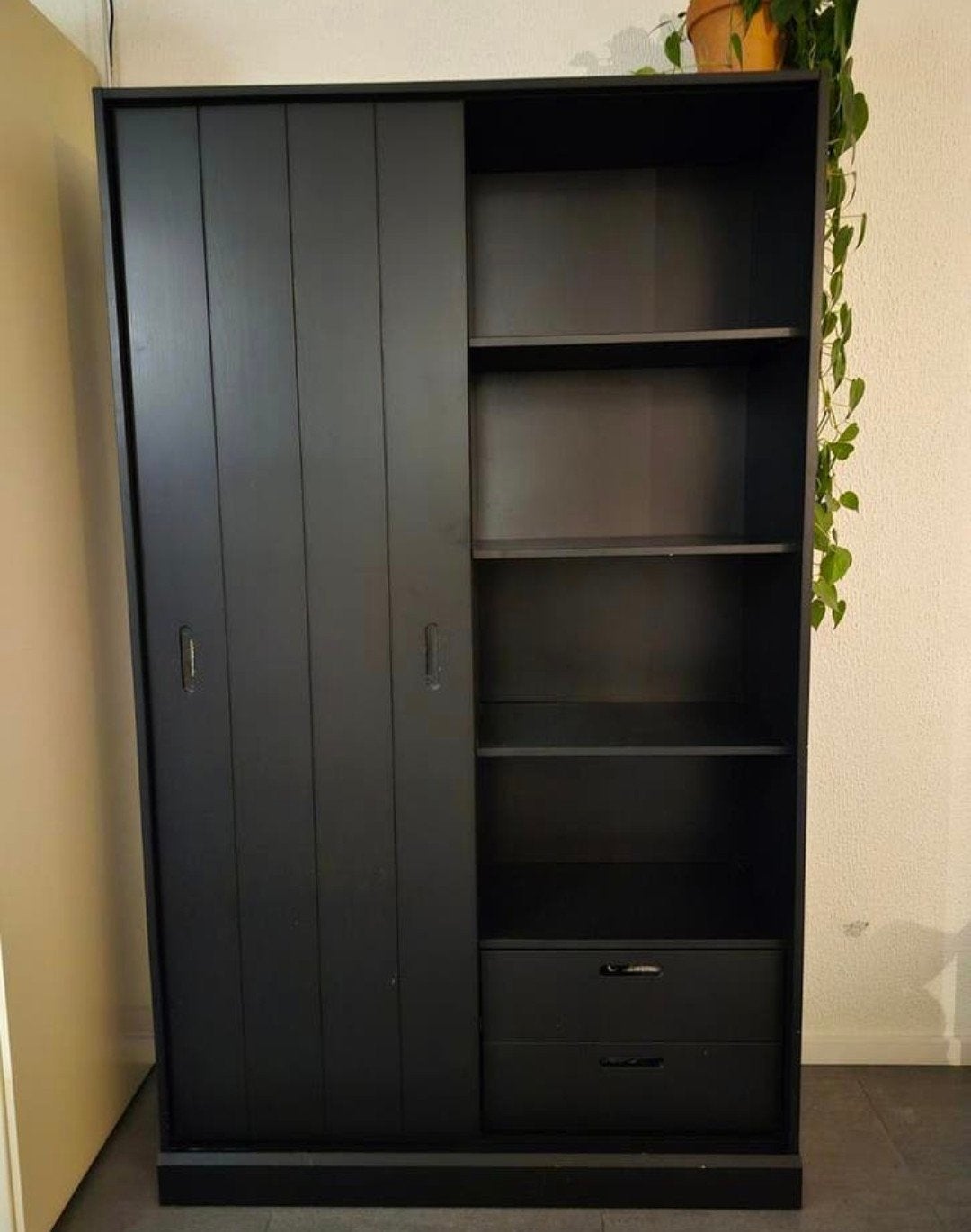 Move schuifdeurkast  grenen matzwart, Ophalen, Nieuw, 50 tot 100 cm, Minder dan 100 cm