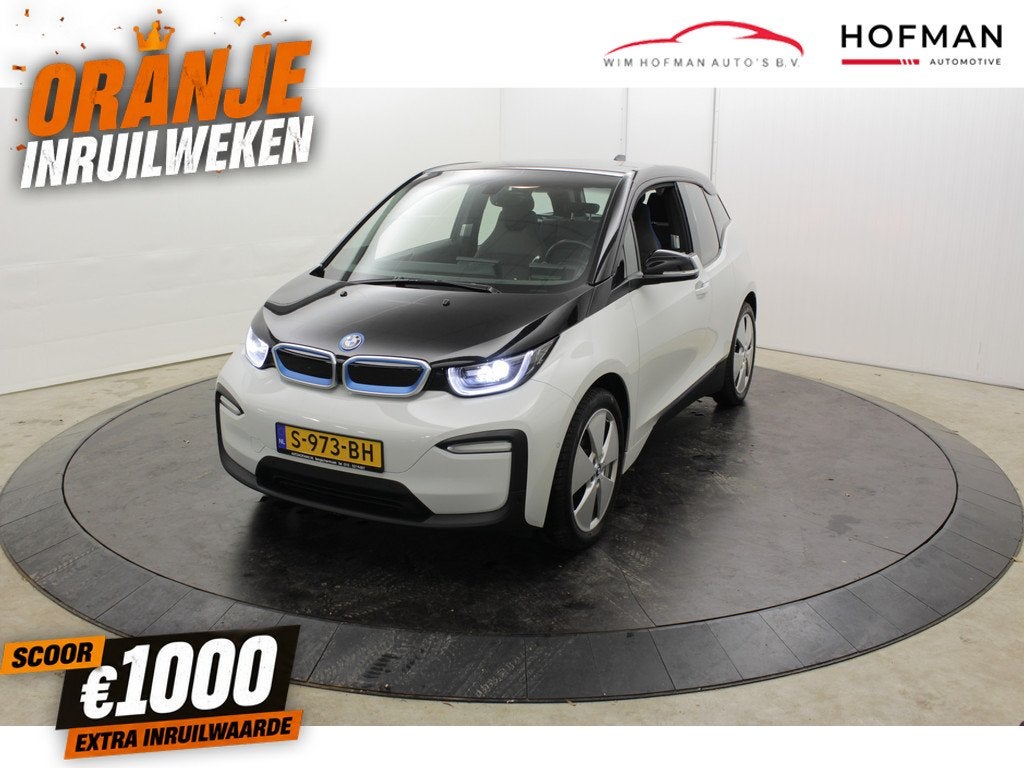 BMW i3 Exec. 120Ah 42Kwh Warmtepomp Camera Navi Stoelverw, Auto's, BMW, Automatische klimaatregeling, 4 stoelen, 43 €/maand, Wit
