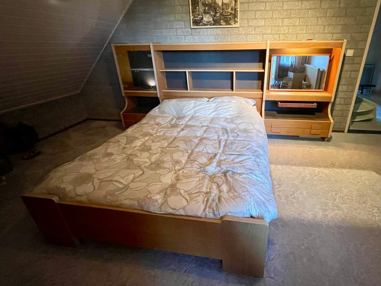 gratis: vintage bed 140 cm breed met ombouw, Ophalen, Gebruikt, Twijfelaar, Vintage