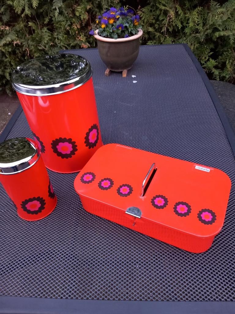 Brabantia Retro grote trommel, beschuitbus en poetsdoos, Ophalen of Verzenden