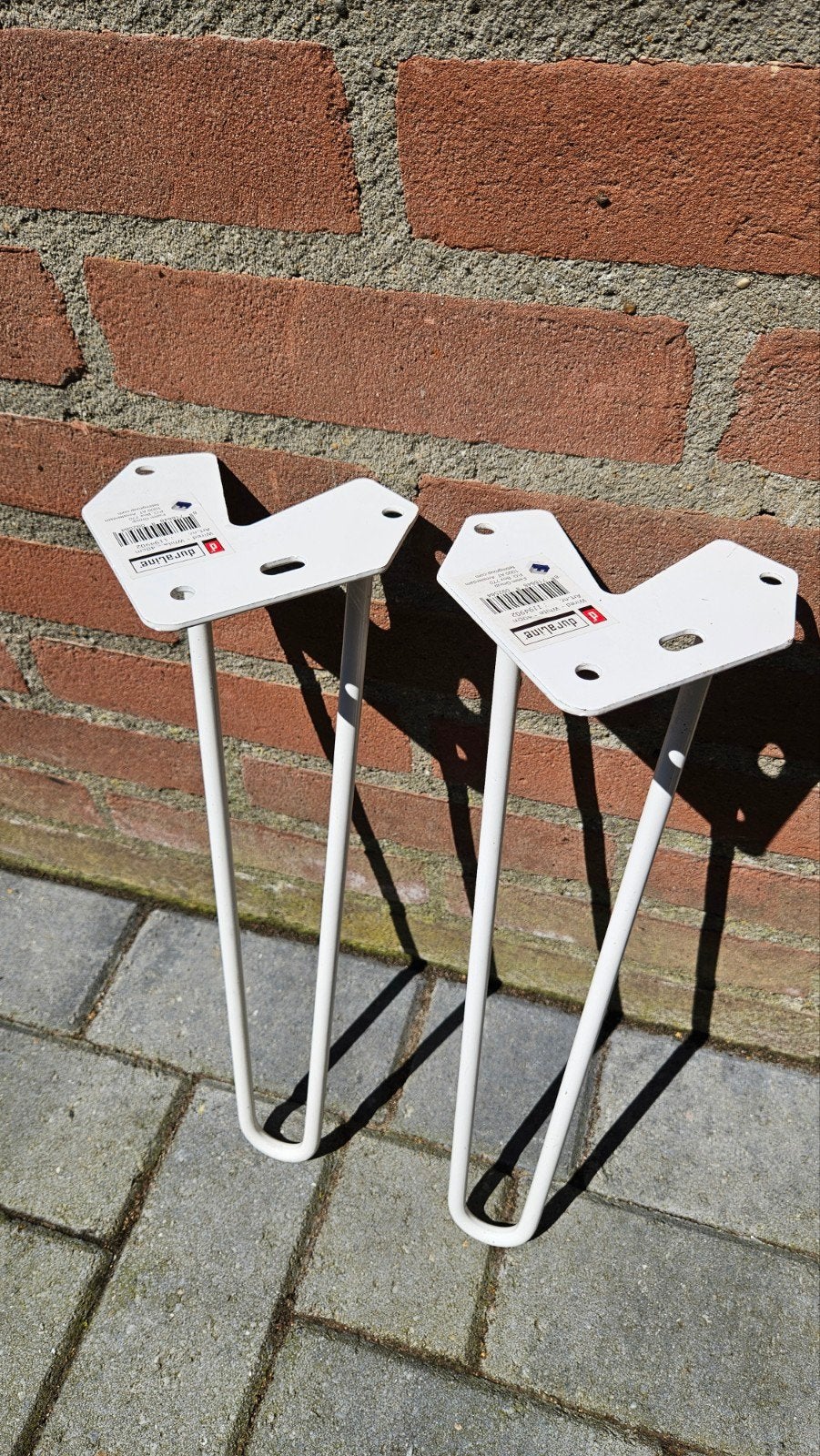 2 duraline meubelpoten draadstaal 40 cm wit, Ophalen, Tafelpoot, Minder dan 50 cm, Overige materialen