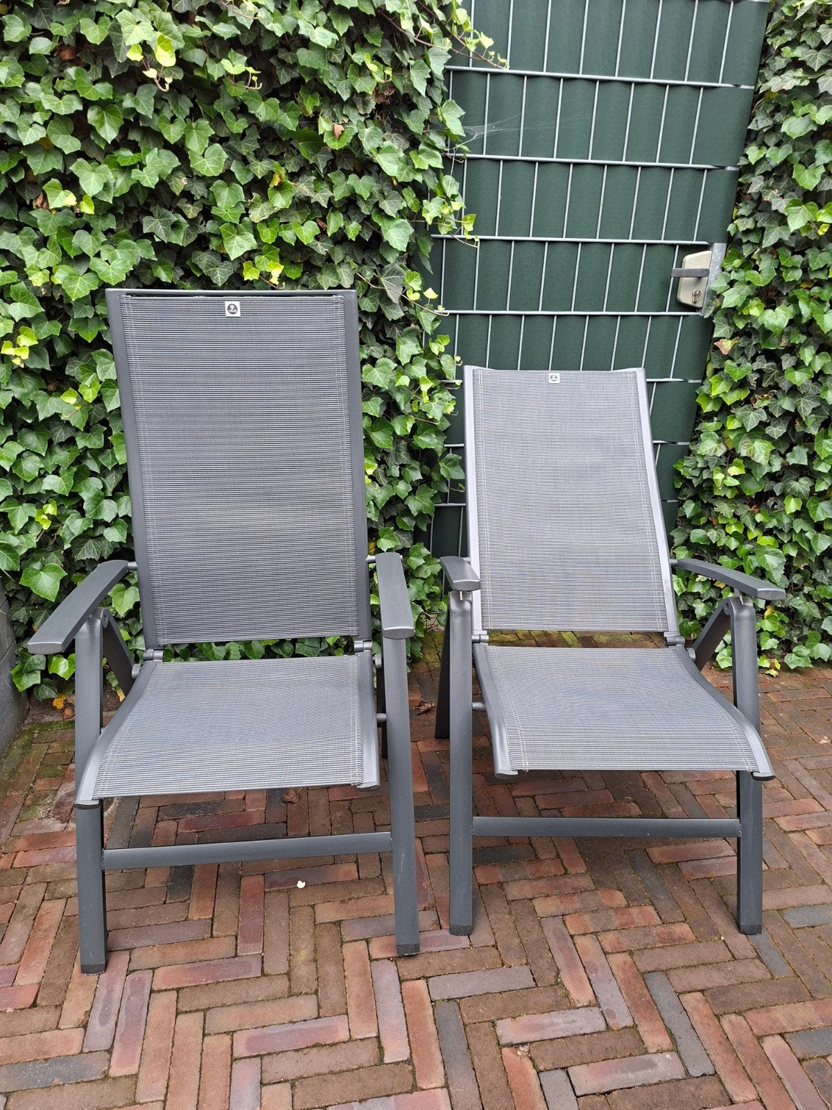 Le Sud - Twee tuinstoelen inklapbaar & verstelbaar, Ophalen, Gebruikt, Aluminium, Verstelbaar