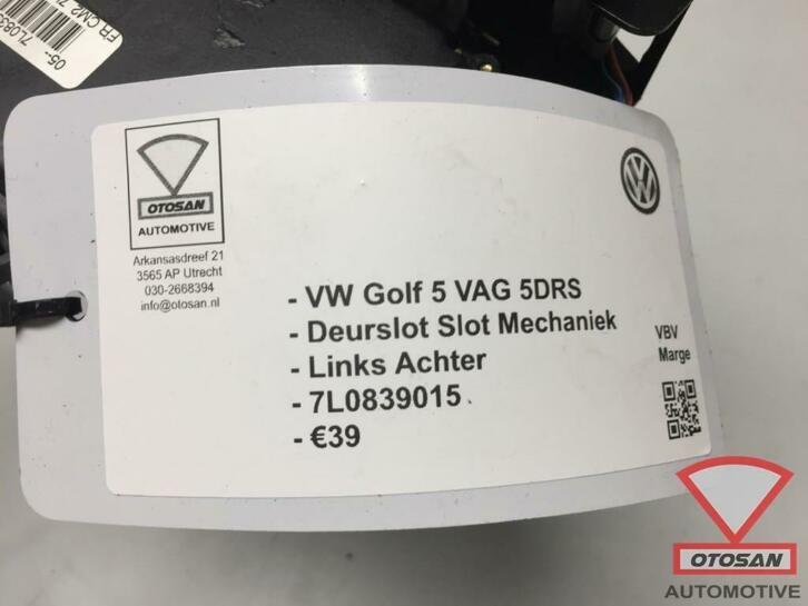 vw golf v 5 deurslot slotmechaniek links achter 7l0839015, Gebruikt, Volkswagen, Volkswagen AG, Achter