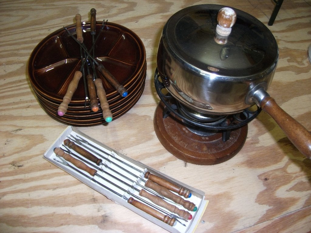 vintage fondue stel, Ophalen of Verzenden, Gebruikt, Brander, Fondueset