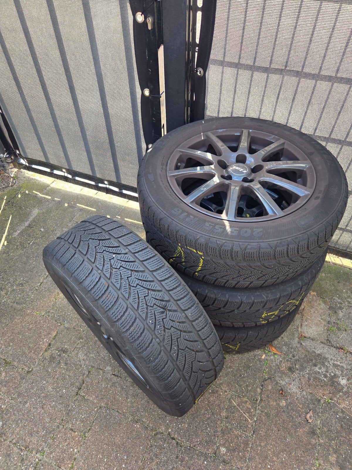 Rial velgen KBA 47437 met winterbanden 205/55 R16, Ophalen, Gebruikt, 16 inch, Banden en Velgen