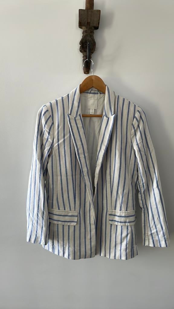 Toffe linnen/viscose blazer van H&M, Maat 38/40 (M), Beige, Ophalen of Verzenden, Zo goed als nieuw