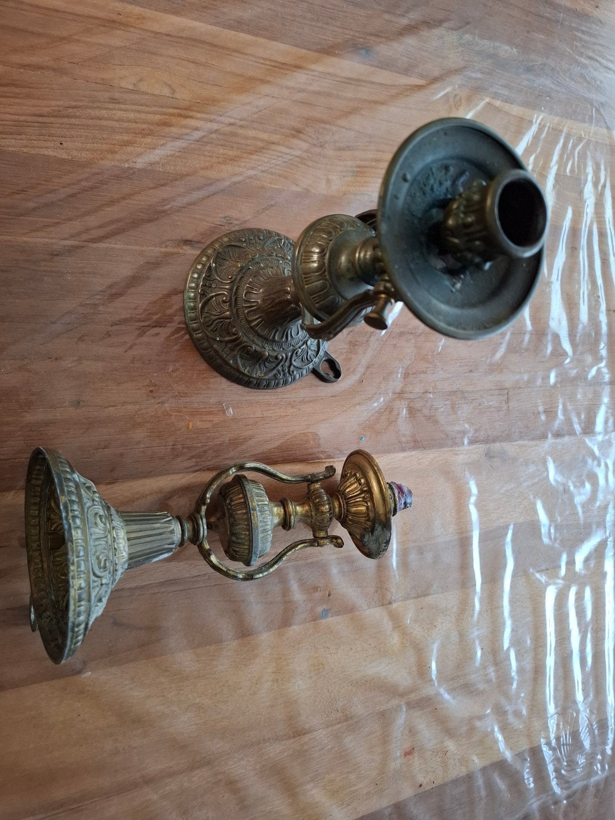 Antieke koperen kandelaars - Set van 2, Antiek en Kunst, Ophalen, Koper of Brons
