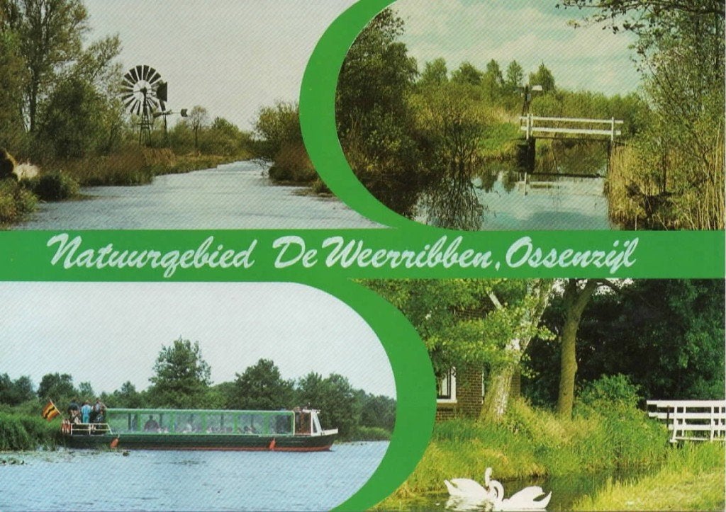 Ansichtkaart Weerribben, Ossenzijl, 4-luik, poldermolen,, Ophalen of Verzenden, 1980 tot heden, Ongelopen, Overijssel