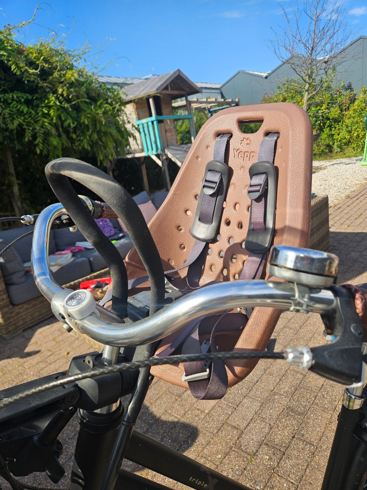 Yepp voorzitje met windscherm, Fietsen en Brommers, Fietsaccessoires | Fietsstoeltjes, Ophalen, Gebruikt, Voorzitje, Yepp