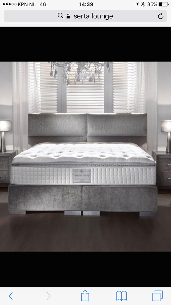 Serta Magnum boxspring van 200x220 Crocodile bekleding, Ophalen, Gebruikt, Tweepersoons, Overige maten