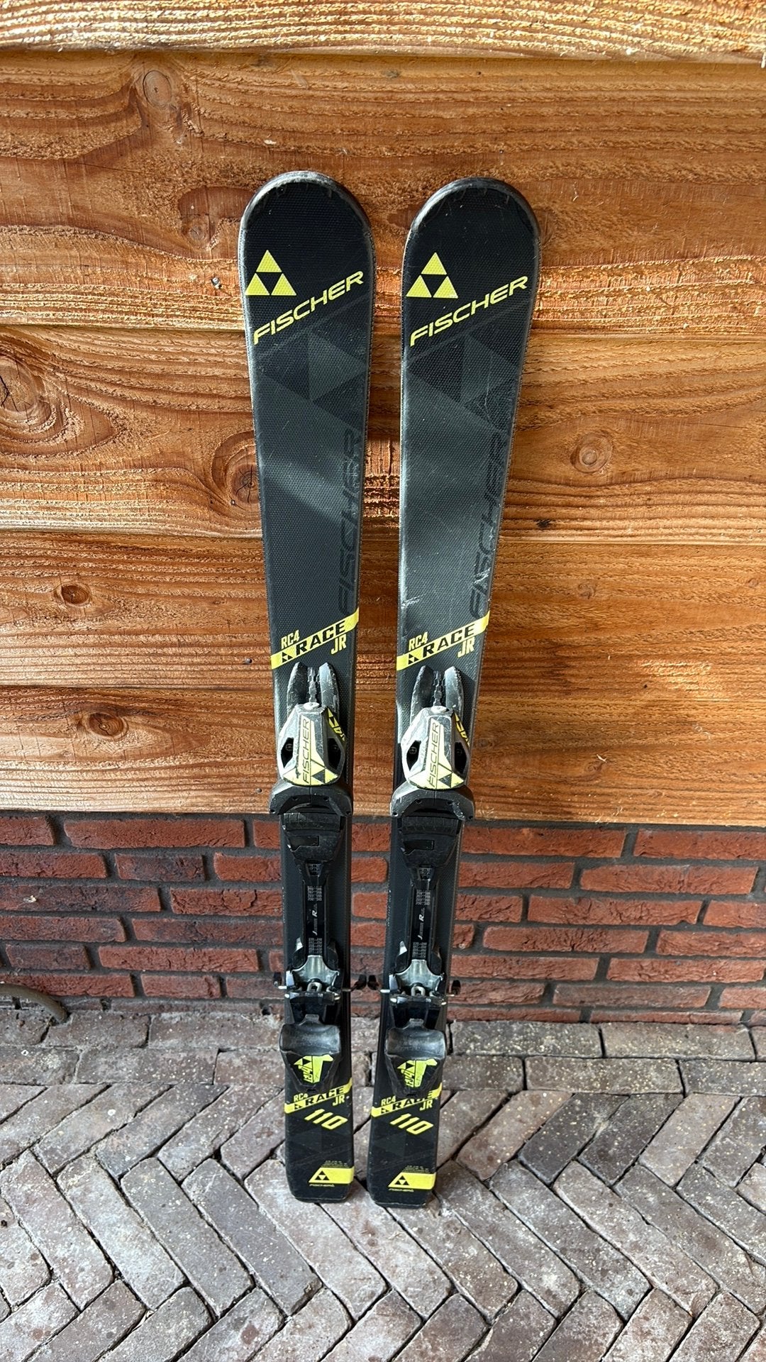 Fischer RC4 Race JR kinderski’s – 110 cm – Gewaxt & Geslepen, Fischer, 100 tot 140 cm, Ophalen of Verzenden, Zo goed als nieuw