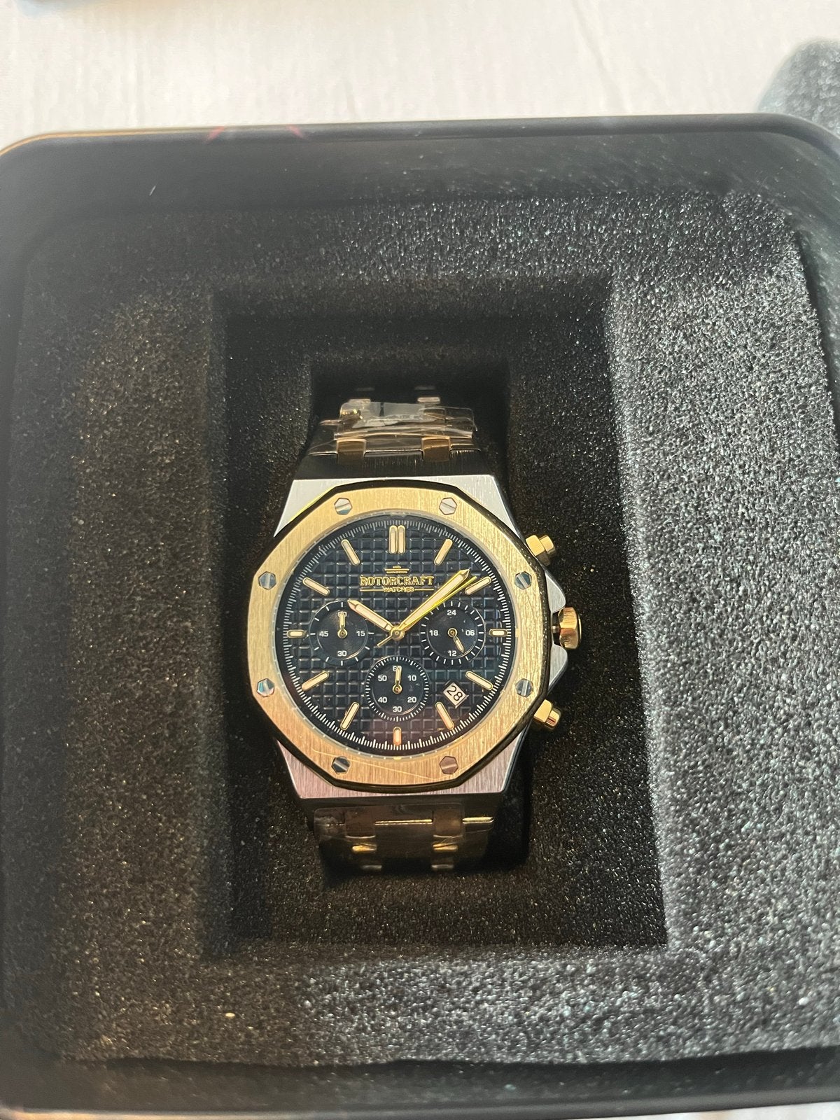 Rotorcraft Horloge - Zilver/Goud met Zwarte Wijzerplaat, Overige merken, Staal, Staal, Polshorloge