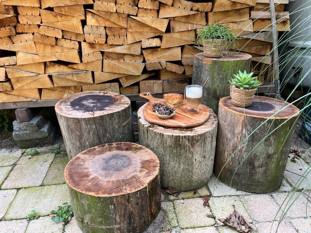 Gerecycled Houten Boomstammen voor Tuin of Bijzettafel, Ophalen, Gebruikt