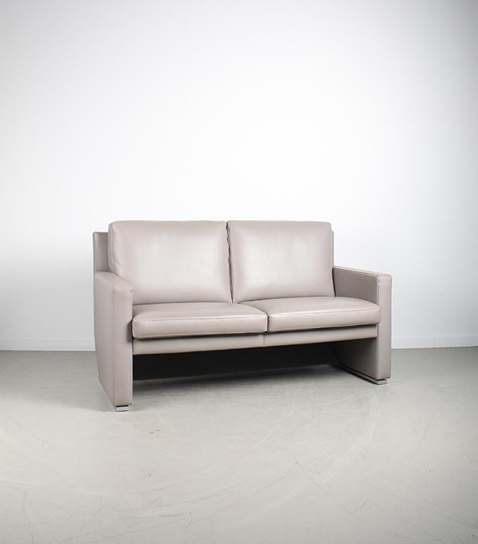 1x Leolux Timandra Bank 2,5-zits/172cm Leder – Grijs, Niet ingevuld, Minder dan 75 cm, 150 tot 200 cm, Niet ingevuld