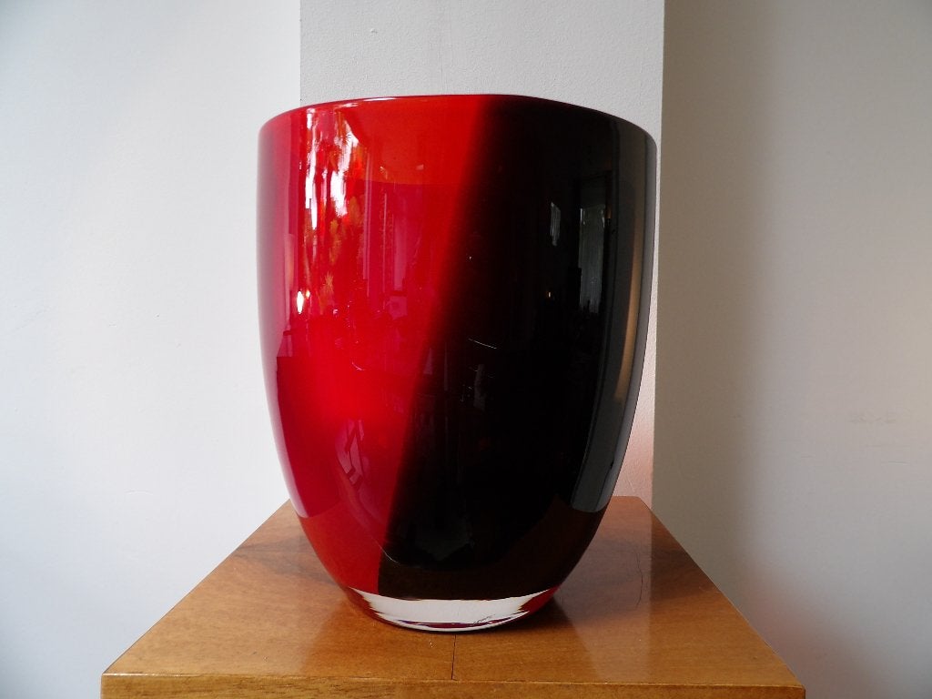 Murano grote Vaas rood/zwart, 80-er jaren