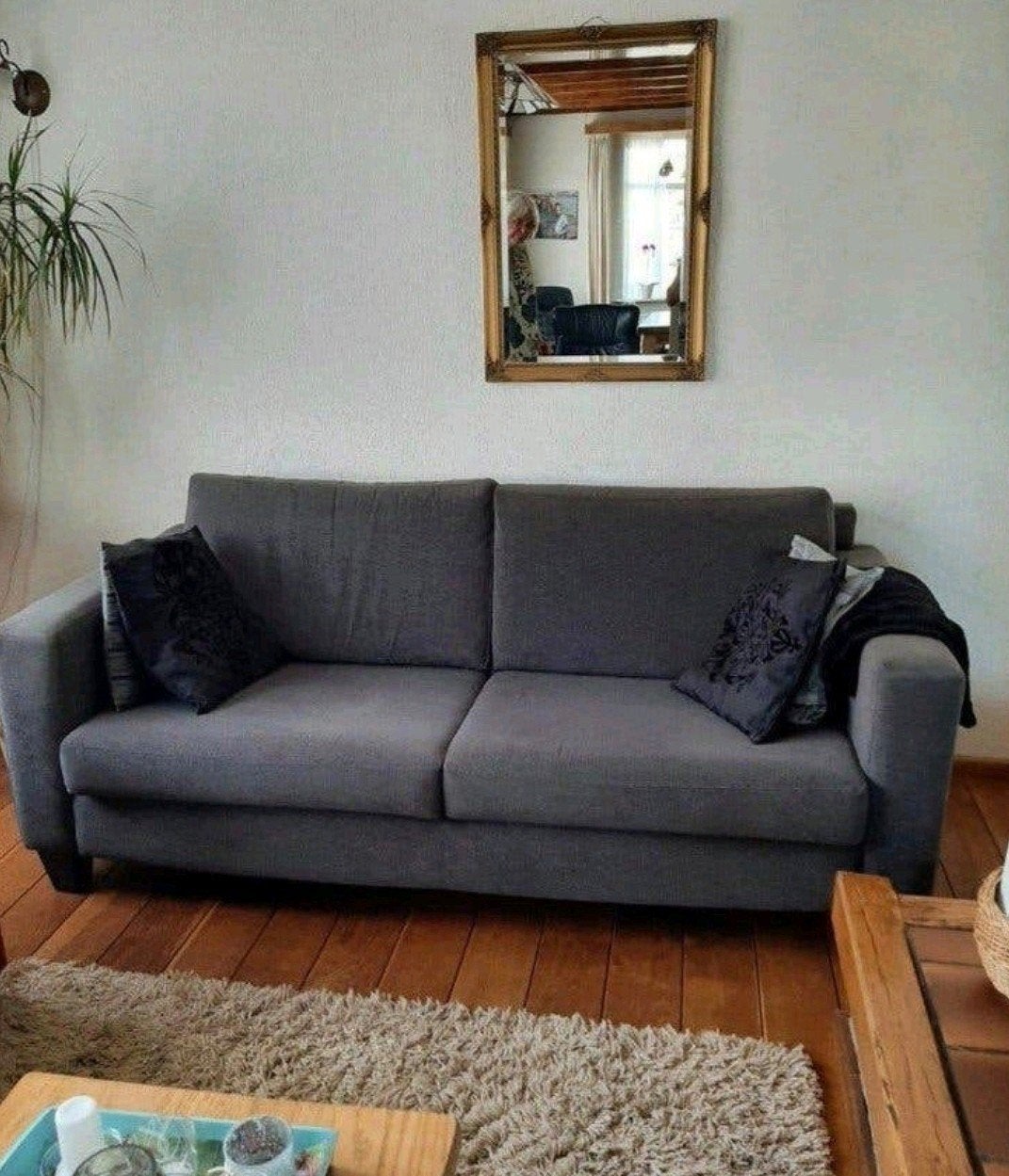 Gratis: Comfortabele Grijze Tweezitsbank, Huis en Inrichting, Ophalen, Gebruikt, 150 tot 200 cm, Tweepersoons