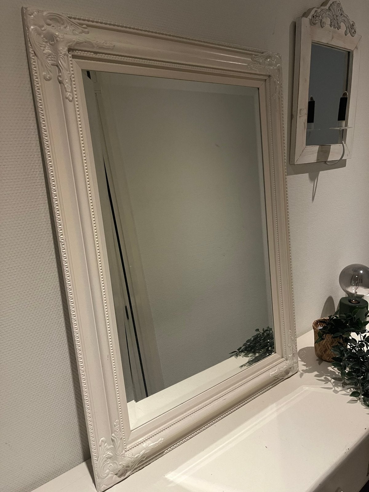 Witte spiegel klassiek, Ophalen, Minder dan 50 cm, Zo goed als nieuw, Minder dan 100 cm