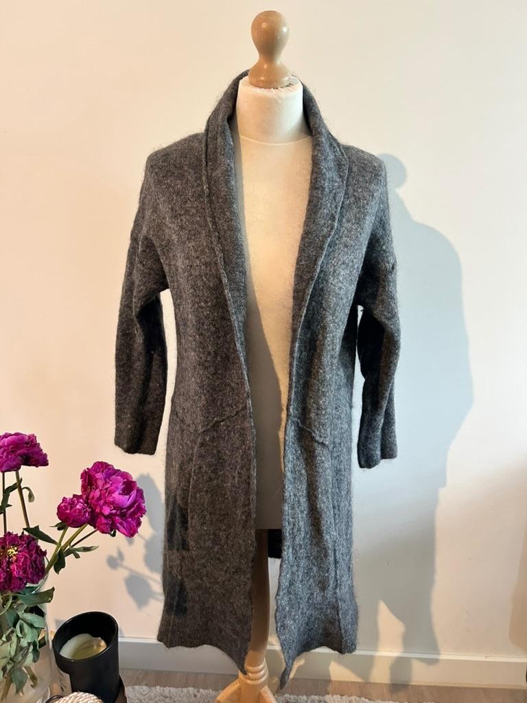 Yaya woman maat L grijs wollen midi lang vest 3319, Maat 46/48 (XL) of groter, Ophalen of Verzenden, Zo goed als nieuw, Yaya woman