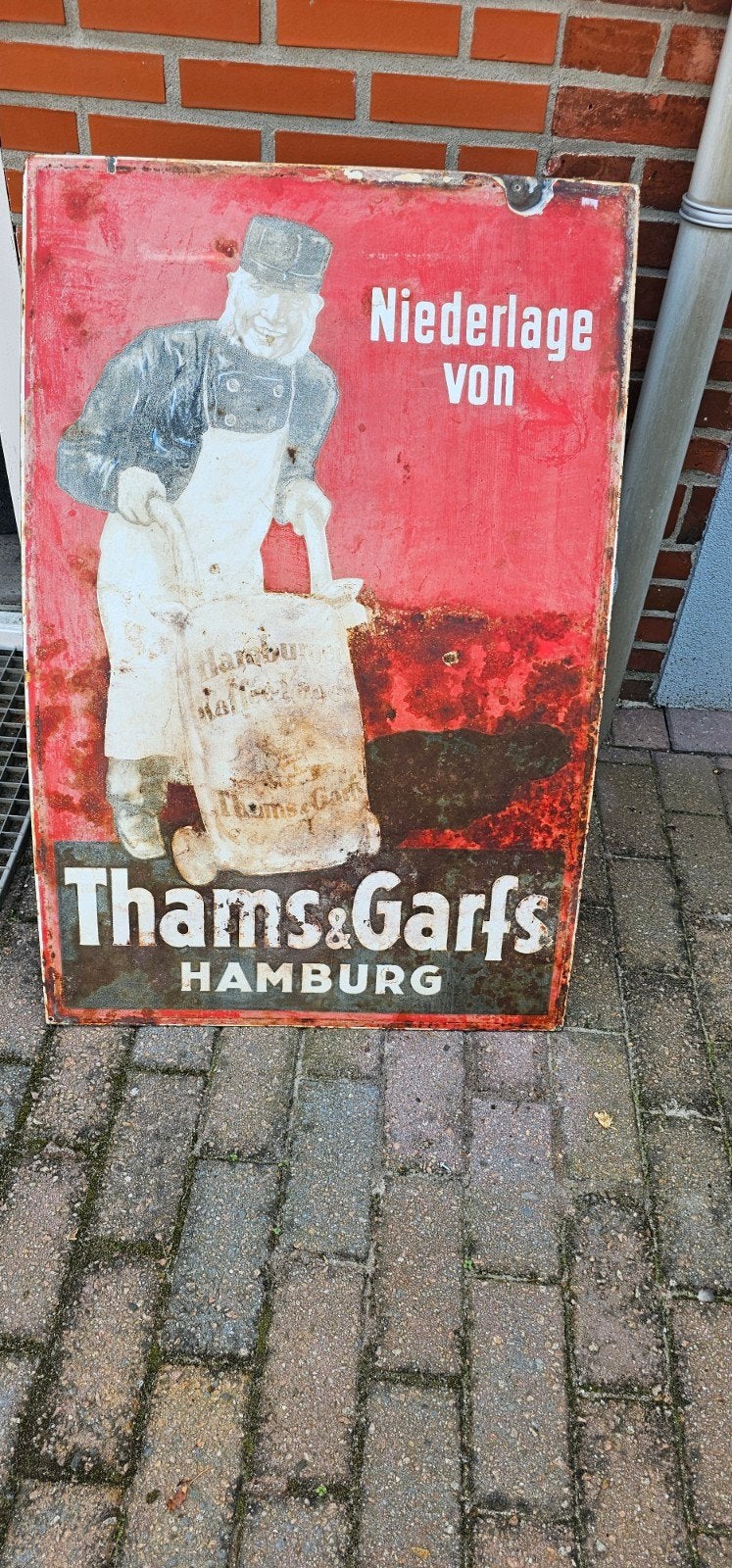 emaillebord van Tharms Garfs Hamburg koffiebonen, Ophalen, Gebruikt