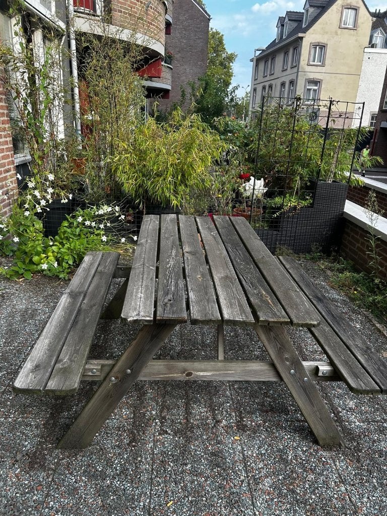Wooden picnic table, Tuin en Terras, Ophalen, Rechthoekig, Hout