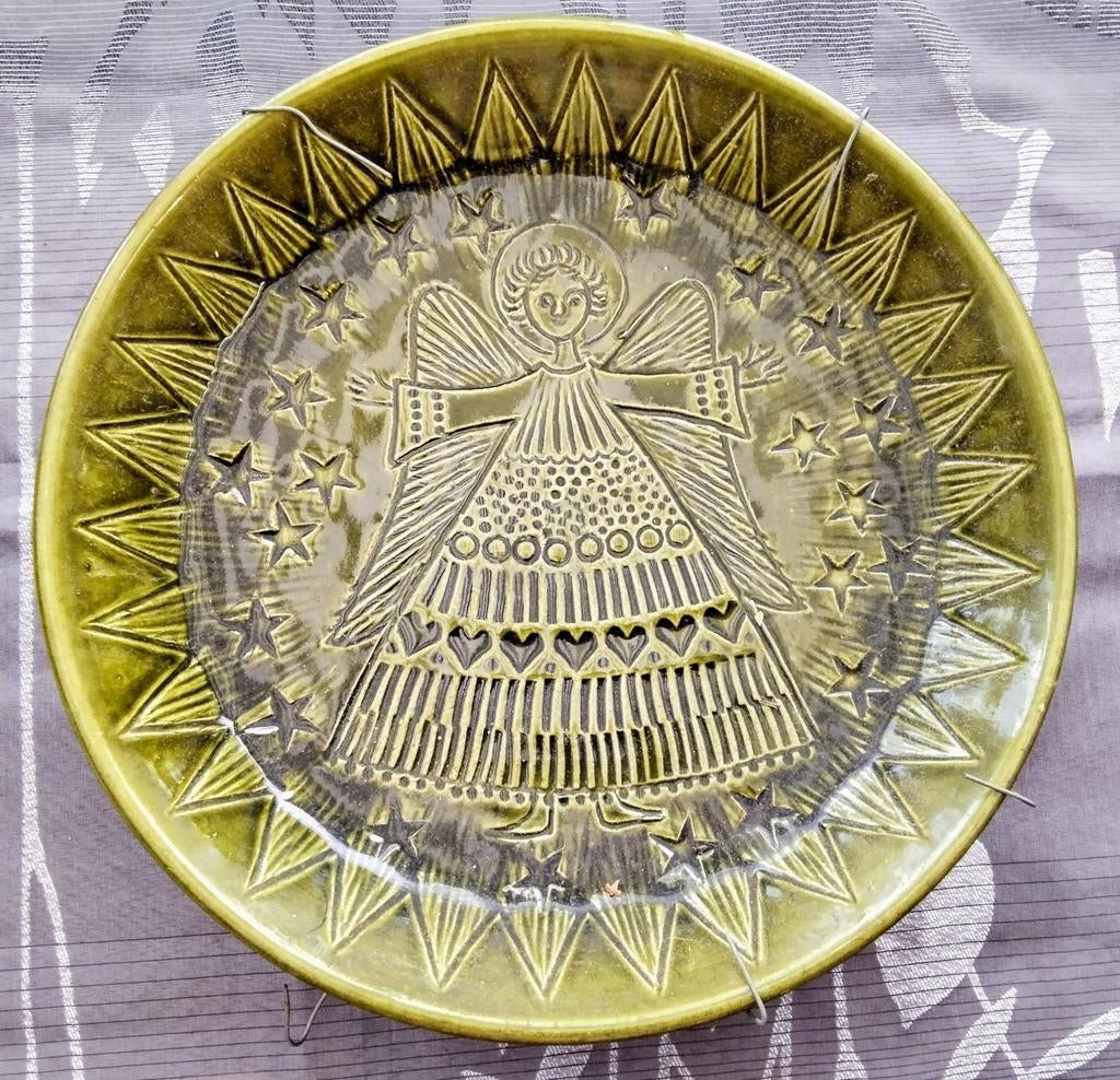 Bijzonder mooi wandbord met engel doorsnee 28 cm., Ophalen of Verzenden