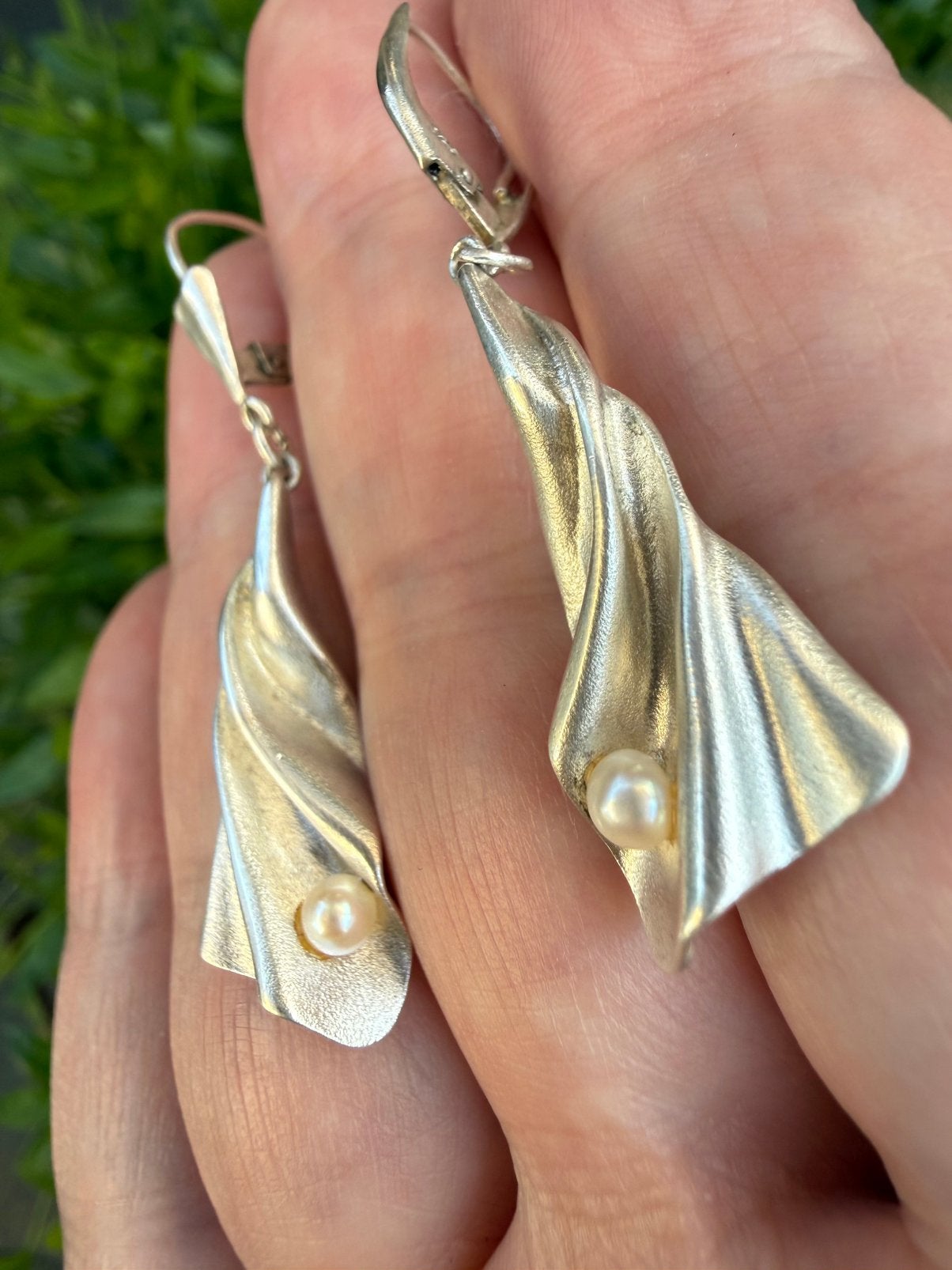 H169/Zilveren Vintage FRANS BREUNING parel oorbellen, Sieraden, Tassen en Uiterlijk, Oorbellen, Gebruikt, Verzenden, X, Zilver