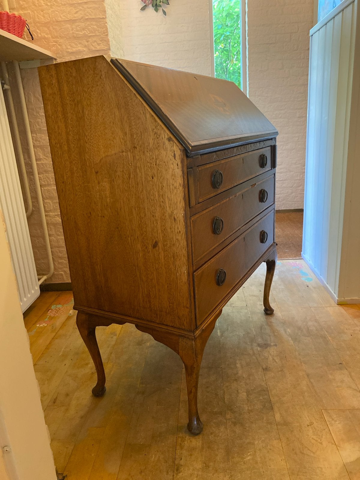 Antiek secretaire bureau met inlegwerk, Antiek en Kunst, Ophalen