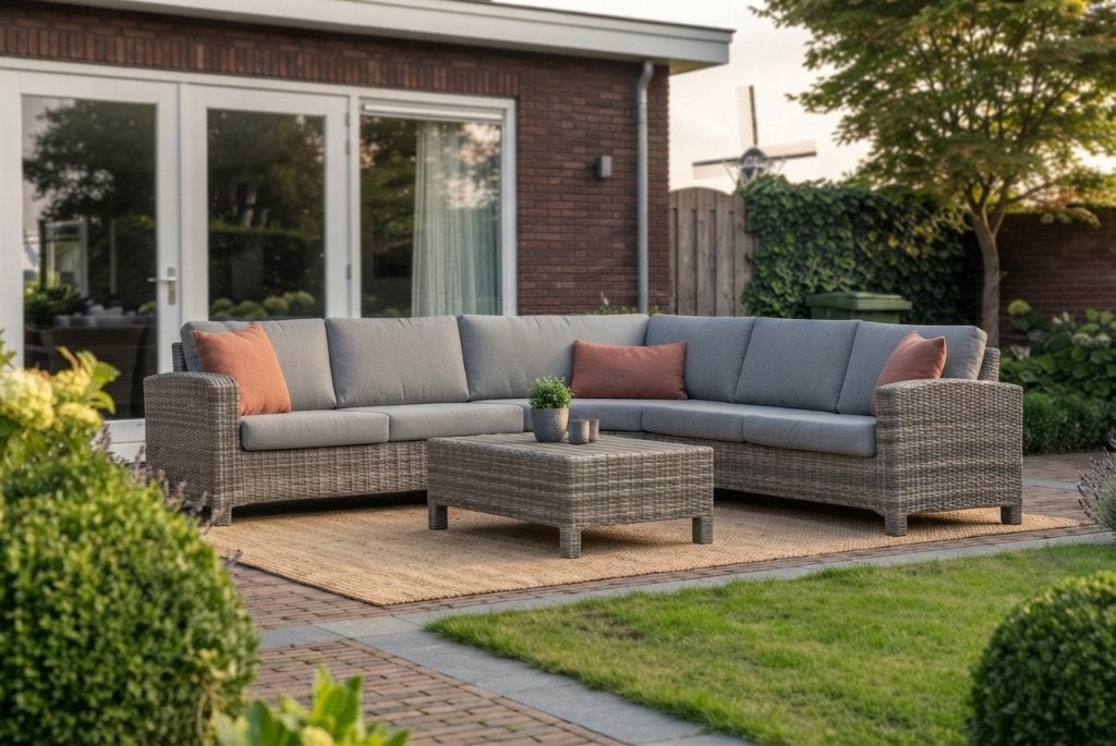4 Seasons outdoor Mambo hoekbank SALE, Ophalen, Bank, 6 zitplaatsen, Zo goed als nieuw