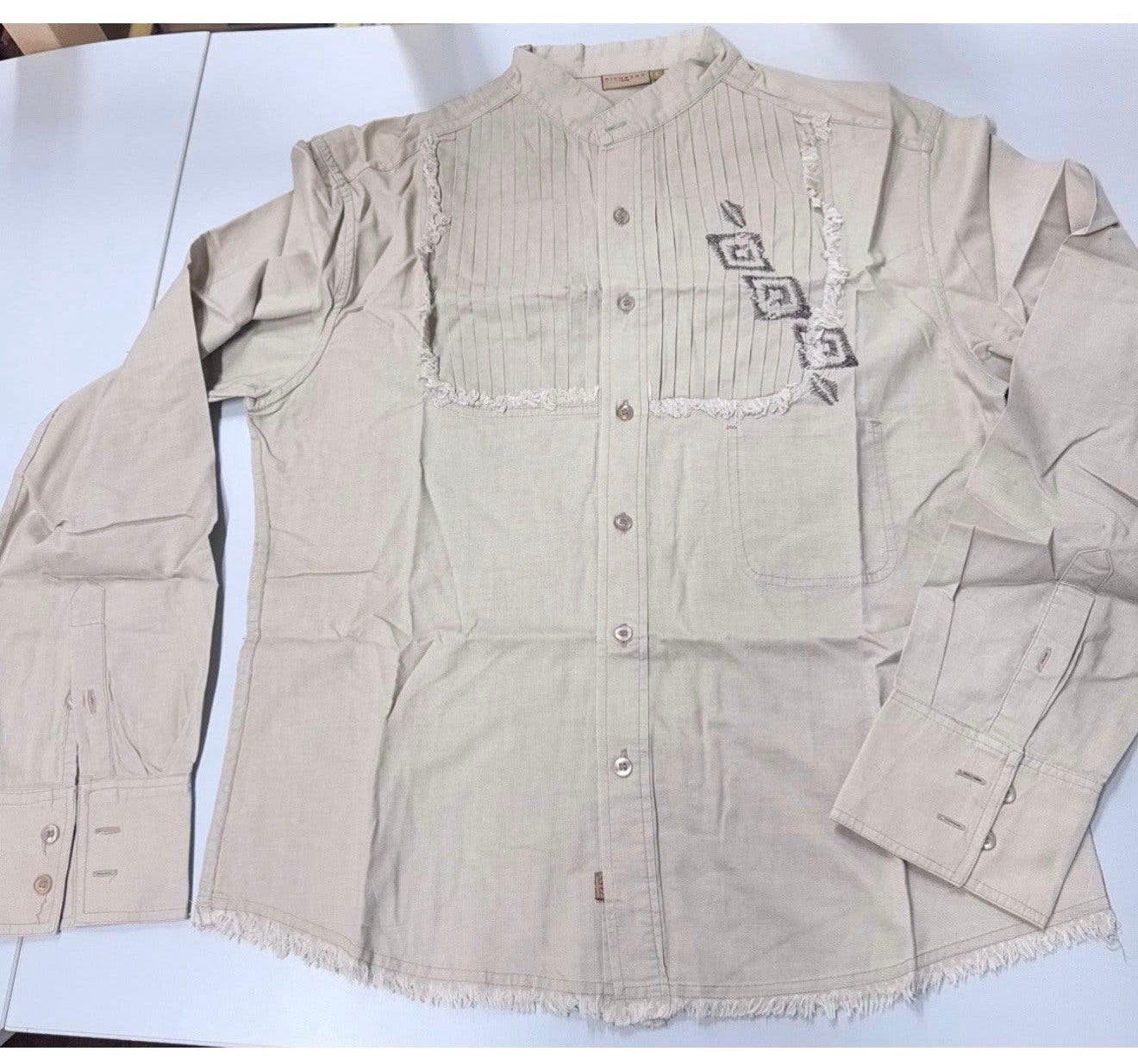 Richmond Overhemd blouse L western cowboy vintage beige, P, Beige, P, P