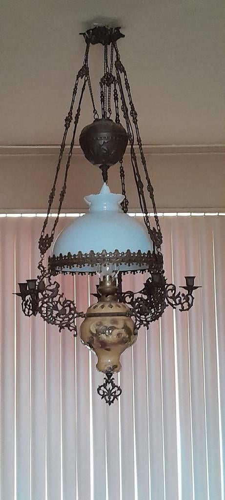 Antieke olielamp kroonluchter - Uniek en decoratief, Ophalen