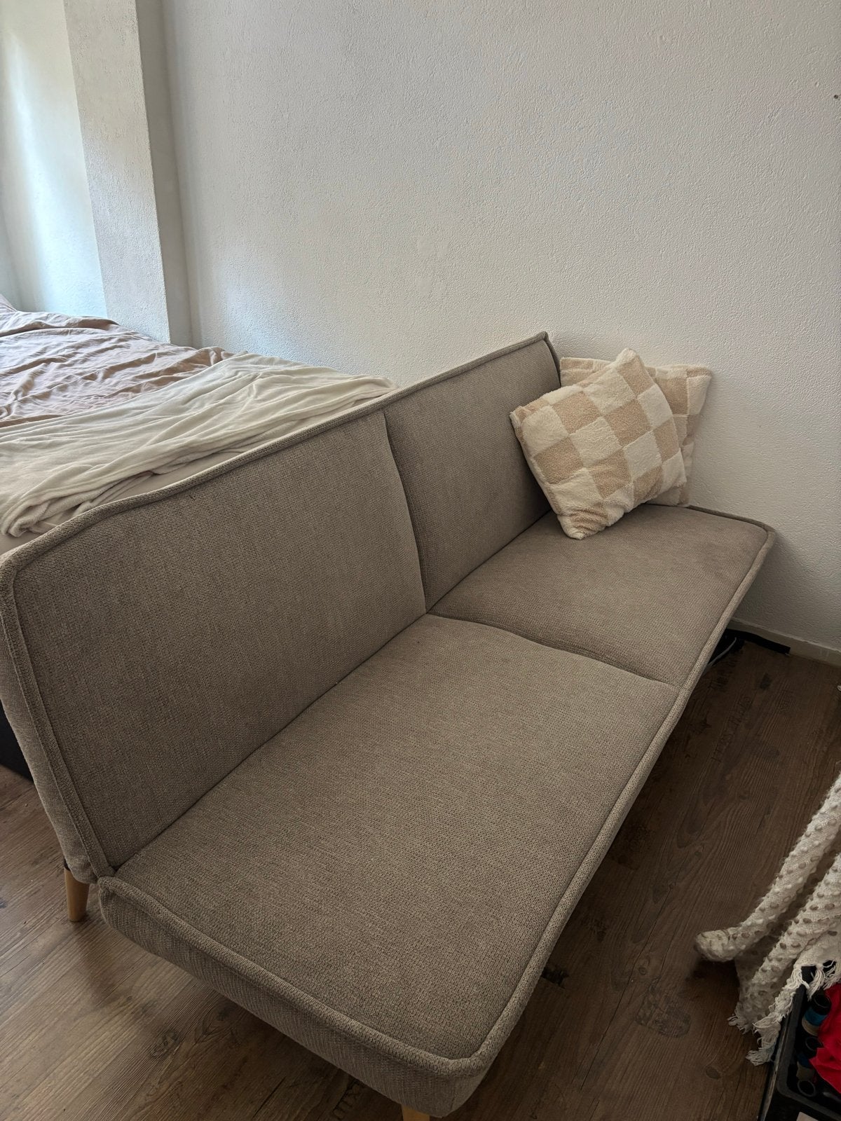 Slaapbank Kwantum San Pedro Taupe, Ophalen, 190 cm of minder, Twijfelaar, Crème