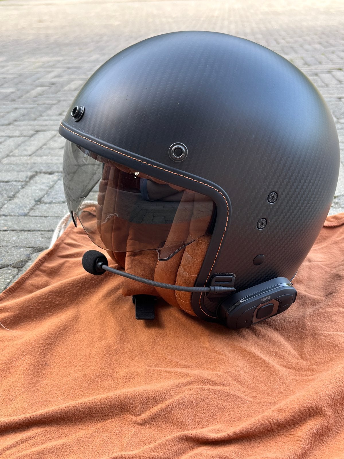 Belfast by Scorpion Carbon Jethelm met Sena SF2 - Maat XS, XS, Jethelm, Dames, Tweedehands