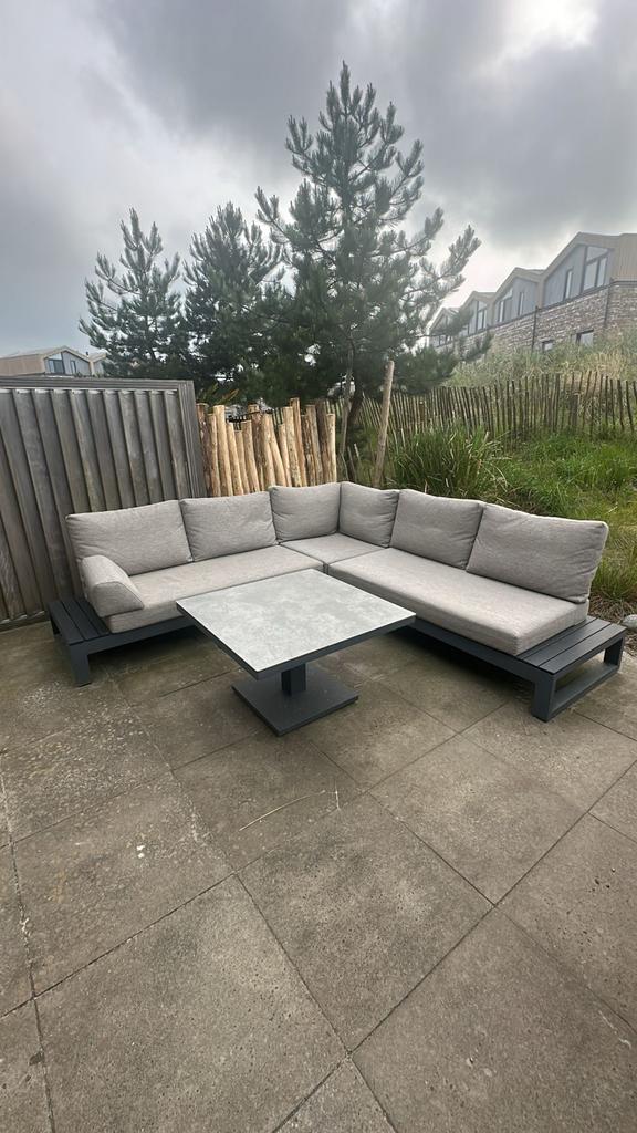 Life Outdoor loungeset met tafel - Grijs aluminium, Tuin en Terras, Ophalen, 5 zitplaatsen, Aluminium, Zo goed als nieuw