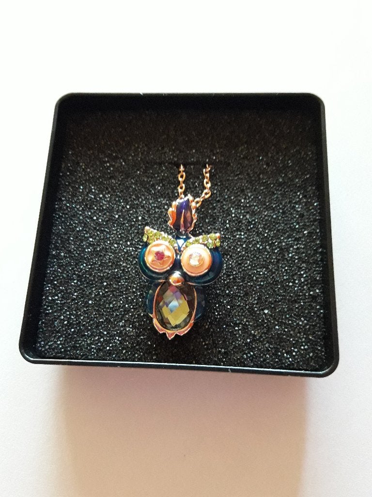 Nieuwe halsketting roségold met hanger van uiltje, Overige materialen, Nieuw, Ophalen of Verzenden, Met strass