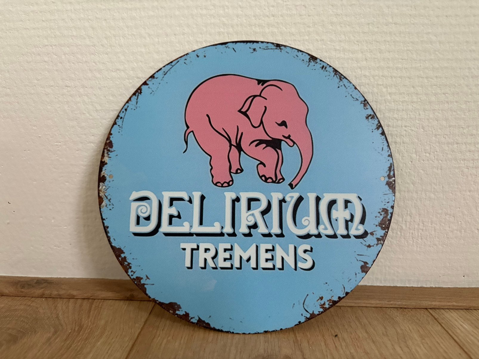 Prachtig vintage bord Delirium Tremens (20x20), Ophalen of Verzenden, Zo goed als nieuw, Reclamebord